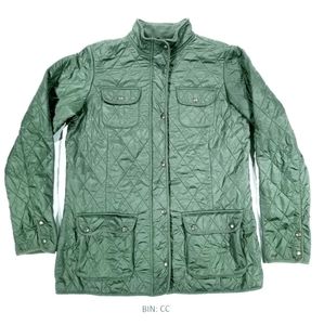 Eddie Bauer Women's L Quilted Fleece-Lined Jacket Green :CC